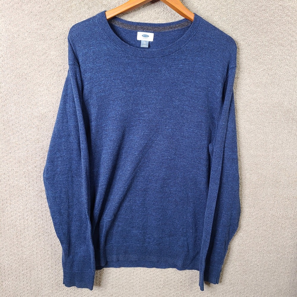 Old Navy Sweater Mens XL Blue Crew‎ Neck Pullover Knit Cotton Long Sleeve Casual